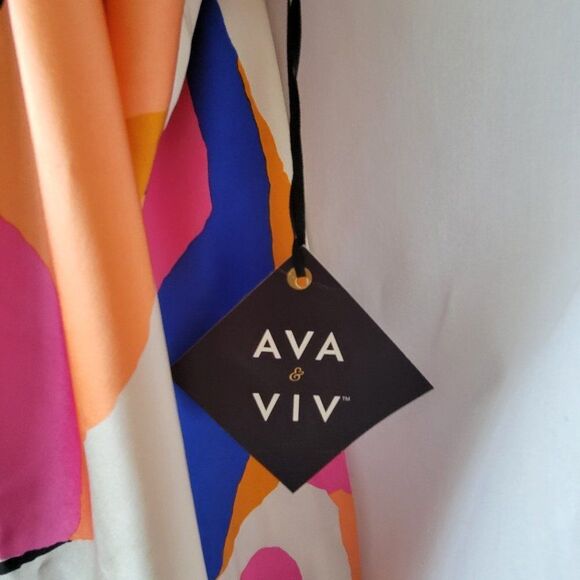 NEW Ava & Viv Tank Silky Strappy Colorful Geometric Adjustable Straps 2X NWT - Picture 4 of 8